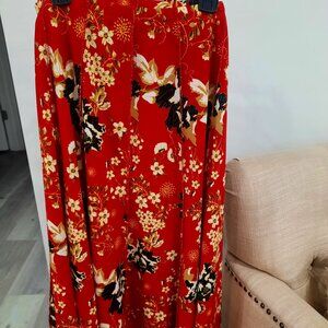 Chances R A-Line Skirt Asian Floral Print Sz XL